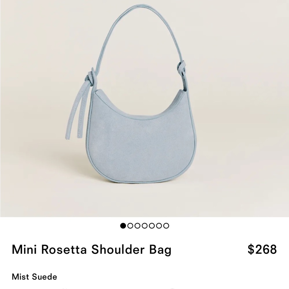 Reformation Mini Rosetta Shoulder Bag in Mist Suede